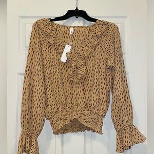 Mustard yellow with purple accent blouse by glam